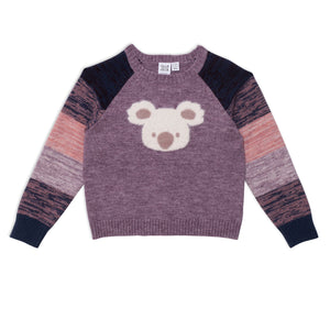 Little Girl's Long Sleeve Knitted Koala Sweater