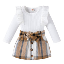 Load image into Gallery viewer, Little Girl&#39;s Knitted Ribbed Long Sleeve Skirt Set
