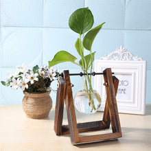 Load image into Gallery viewer, Glass and Wood  Planter Table Desktop Vase
