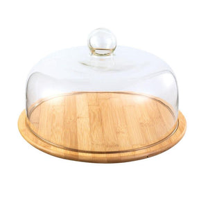 Bamboo Tray Cake Glass Cover