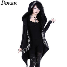 Load image into Gallery viewer, Gothic Punk Black Long Women Hoodies
