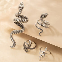 Load image into Gallery viewer, 4 Pcs/Set Texture Snake Ring
