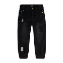 Load image into Gallery viewer, Little Boy&#39;s Black Denim Jogger Pants
