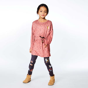 Little Girl's Printed Paws And Hearts Long Sleeve Tunic