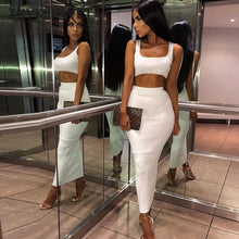 Load image into Gallery viewer, 2 Piece Crop Top Long Skirt Set
