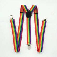 Load image into Gallery viewer, Colorful Stripes Rainbow Suspenders
