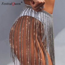 Load image into Gallery viewer, Long Diamond Tassel Mini Skirts
