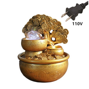 Feng Shui Gold Money Tree Water Fountain