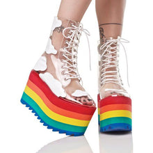 Load image into Gallery viewer, Rainbow thick bottom fashion boots
