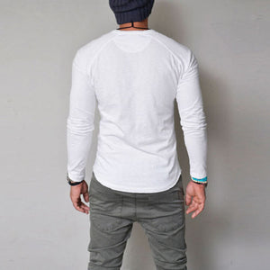 Men's Solid Color Button Long Sleeve Top