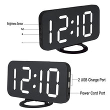 Load image into Gallery viewer, Digital LED Display Alarm Clock with 2 USB Output Ports
