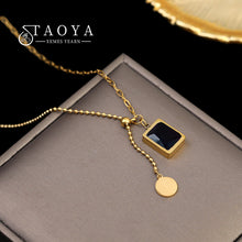 Load image into Gallery viewer, Black Gem Square Necklace
