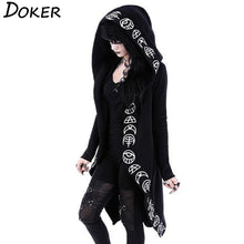 Load image into Gallery viewer, Gothic Punk Black Long Women Hoodies
