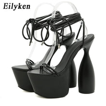 Load image into Gallery viewer, Cross Straps Thick-soled Strange High-heeled Sandals
