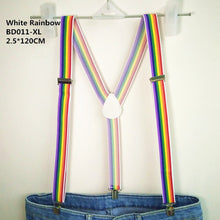 Load image into Gallery viewer, Colorful Stripes Rainbow Suspenders
