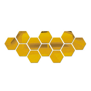 12PCs/Set DIY 3D Hexagon Mirror Wall Sticker