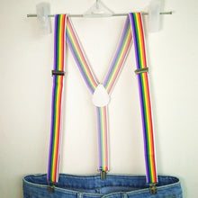 Load image into Gallery viewer, Colorful Stripes Rainbow Suspenders
