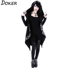 Load image into Gallery viewer, Gothic Punk Black Long Women Hoodies
