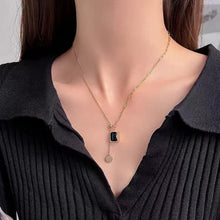 Load image into Gallery viewer, Black Gem Square Necklace
