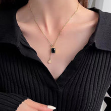 Load image into Gallery viewer, Black Gem Square Necklace
