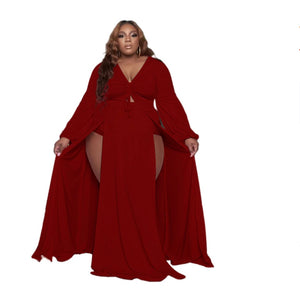 Plus Size Women's Long Sleeve Dress