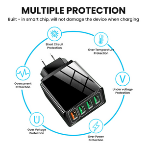 4 Port Fast Charge 3.0 USB Hub Wall Charger